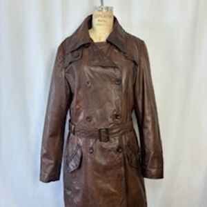 Cool Brown Leather Trench Coat